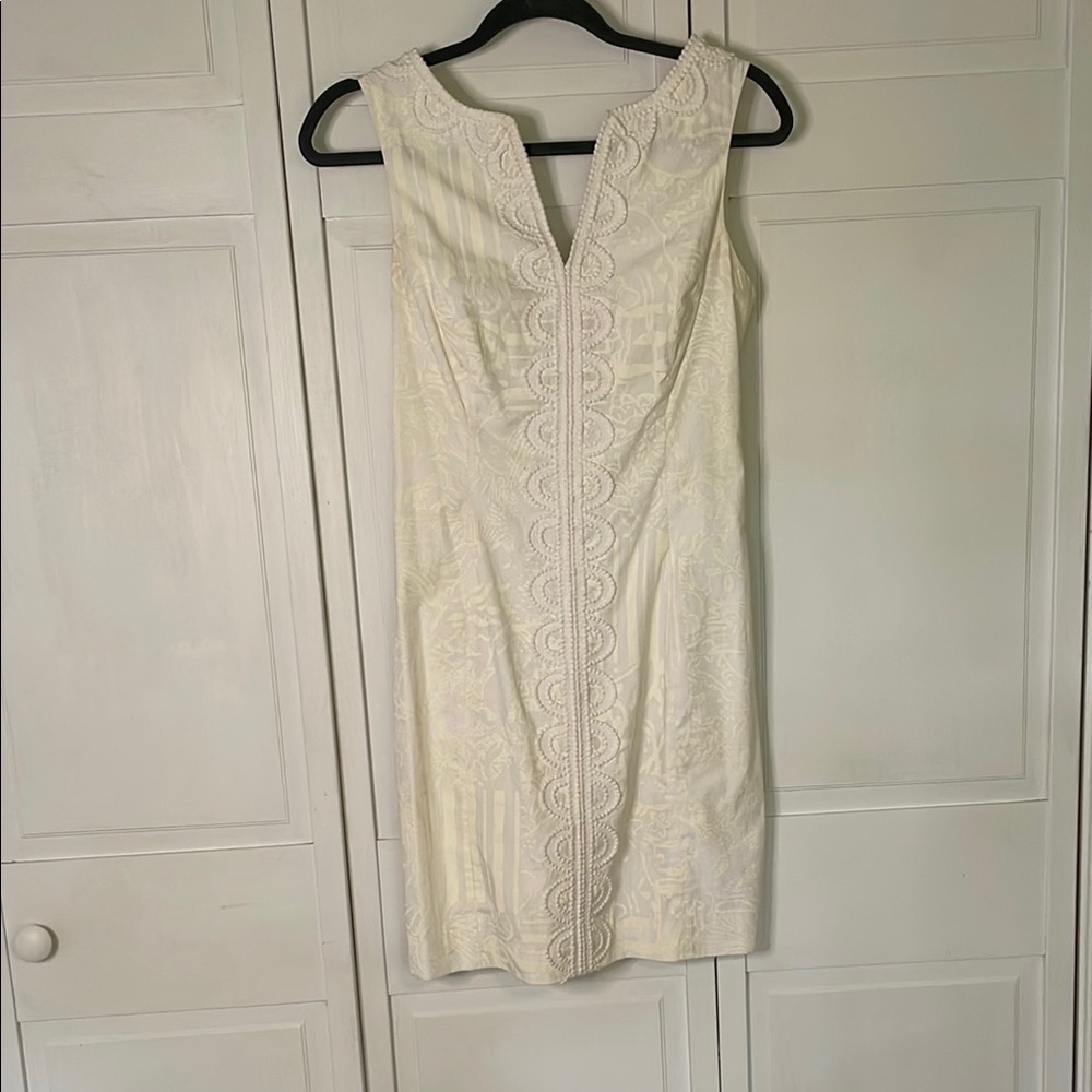Lilly Pulitzer Cream Sheath Mini Dress Plunge Neckline